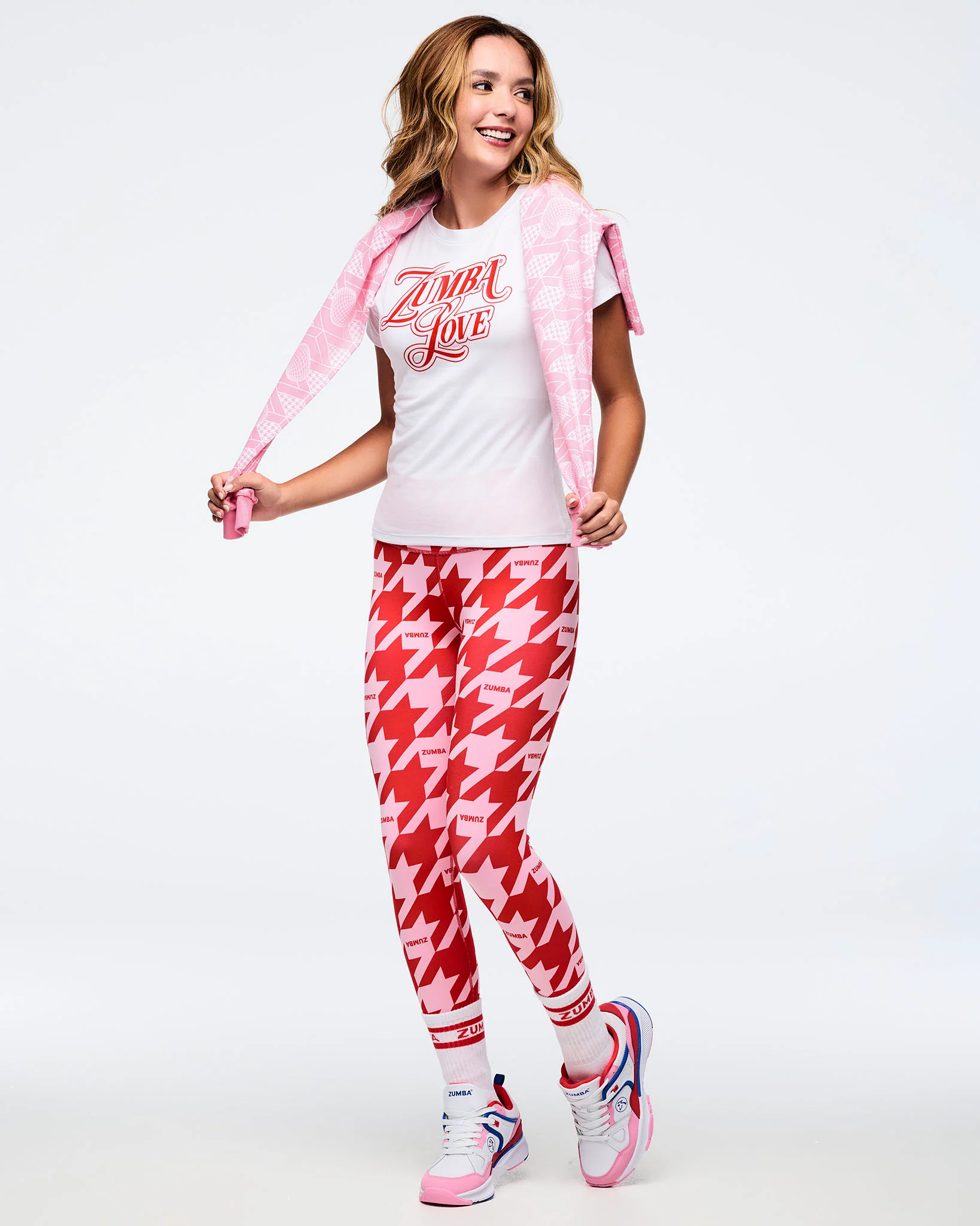 Zumba Amour Z-Lift High Waisted Ankle Leggings - Red/Pink - Image 4