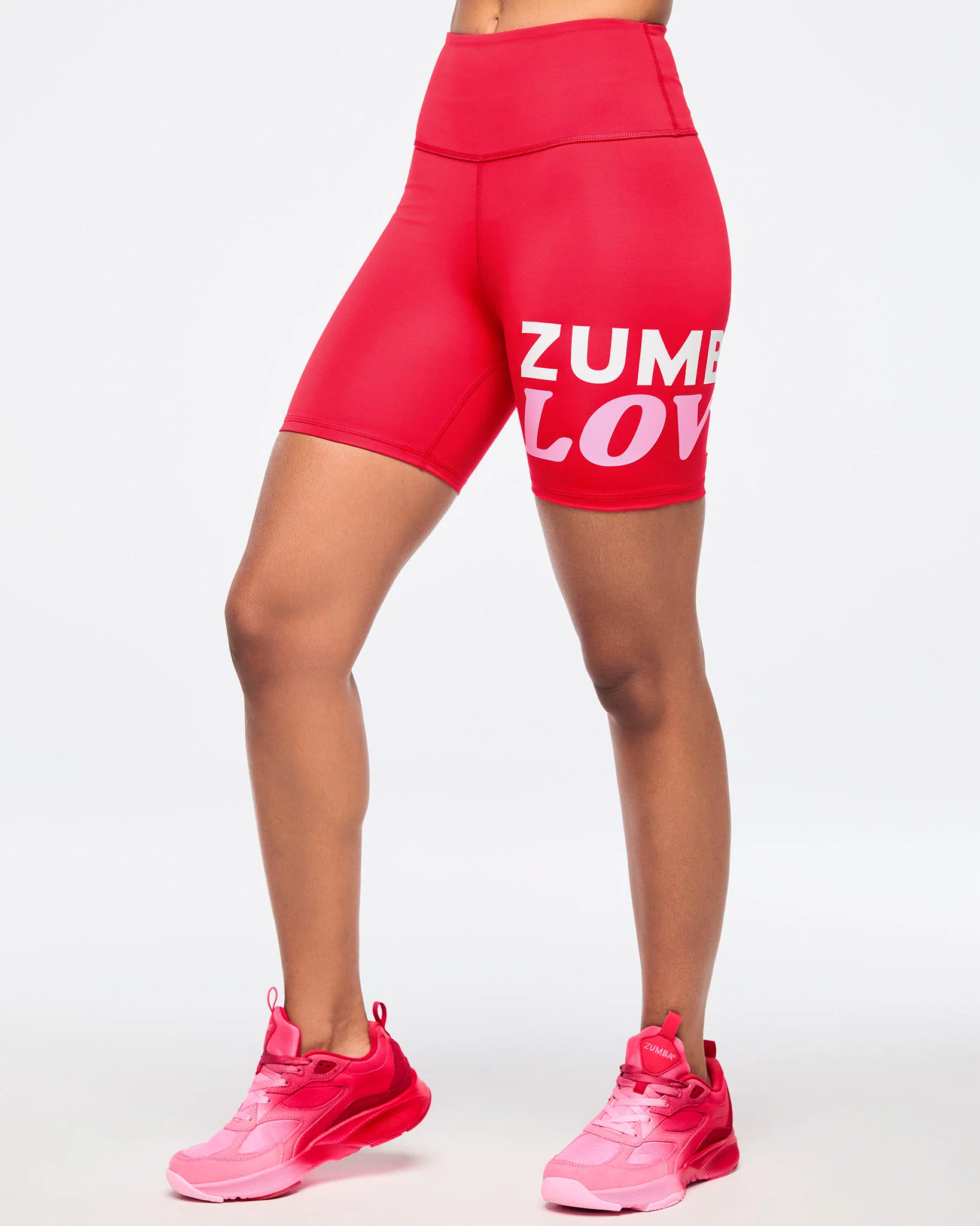 Zumba Love High Waisted Biker Shorts - Cherry - Image 3